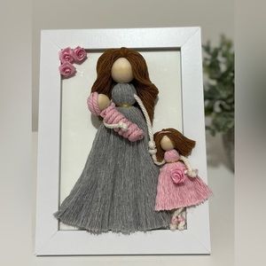 Handmade macrame doll frame